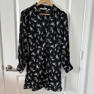 Abercrombie & Fitch Collared Button Up Shirt Dress S Black Minimal Sleek